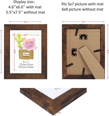 4x6 Picture Frame Matted to 4x6 Photo or 5x7 without Mat, 4 Pack Wooden Frames 4x6 Black for Wall or Tabletop Display in Saudi Arabia