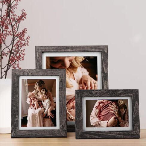 4x6 Picture Frame Matted to 4x6 Photo or 5x7 without Mat, 4 Pack Wooden Frames 4x6 Black for Wall or Tabletop Display in Saudi Arabia