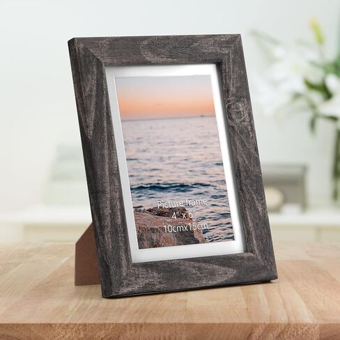 4x6 Picture Frame Matted to 4x6 Photo or 5x7 without Mat, 4 Pack Wooden Frames 4x6 Black for Wall or Tabletop Display in Saudi Arabia
