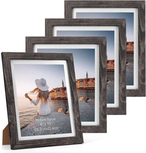 4x6 Picture Frame Matted to 4x6 Photo or 5x7 without Mat, 4 Pack Wooden Frames 4x6 Black for Wall or Tabletop Display in Saudi Arabia
