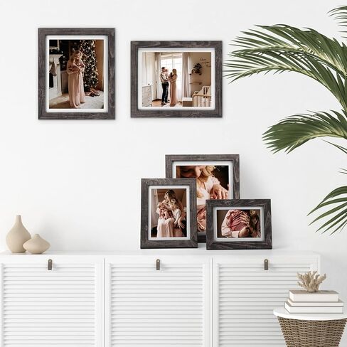 4x6 Picture Frame Matted to 4x6 Photo or 5x7 without Mat, 4 Pack Wooden Frames 4x6 Black for Wall or Tabletop Display in Saudi Arabia