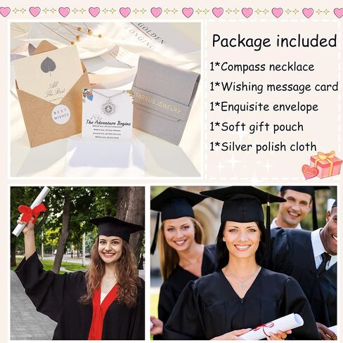 Tarsus Graduation Gifts for Her 2022, Rotate Compass Necklace High School College Graduation Gifts for Women Girls Daughter Best Friends Sister in Saudi Arabia