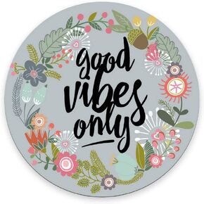 Personalized Round Mouse Pad, Printed Stripe Quote Don't Kill My Vibe Pattern, Non-Slip Rubber Comfortable Customized Computer Mouse Pad (7.87x7.87inch)