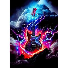 YIMORE 5D DIY Diamond Art Painting Kits Lightning Guitar 14X20 inches ，Full Round Drill Crystal Rhinestone Embroidery for Home Wall Decor Gift.