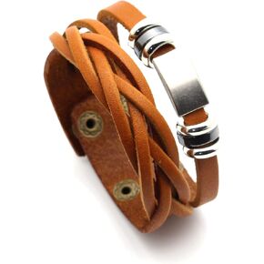 PEAS Punk Jewelry Braid Wristband Multi Layer Pu Leather Cuff Bracelet