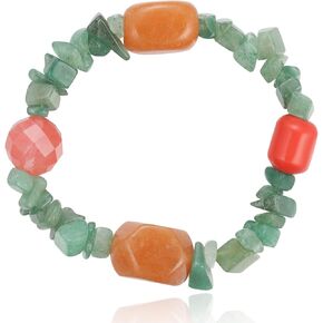 Healing Stone Glass Bead Beaded Stretch Bracelets,Handmade Birthstone Strings Jewelry for Unisex