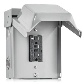 SURAIELEC Outdoor Outlet Box, 20 AMP WRTR GFCI Receptacle, Rainproof 3R Enclosure, Weatherproof All Metal Electrical Outlet Cover, Power Plug for Halloween Decorations, Patio Lights, ETL Listed