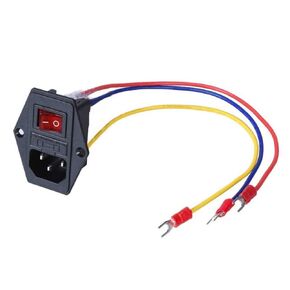15A 250V Rocker Switch On/Off Power Socket Inlet Module Plug 10A Fuse Switch with 18 AWG Wiring 3 Pin - 2pcs