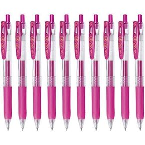 Zebra Sarasa Clip 0.7 Retractable Gel Ink Pen, Rubber Grip, 0.7mm, Magenta Ink, Value Set of 10