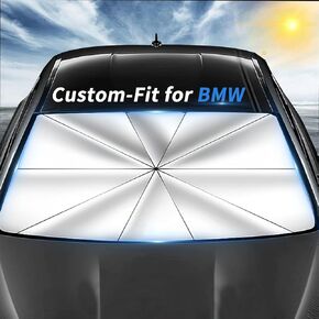 Custom-Fit for BMW Windshield Sun Shade Umbrella, Foldable Car Umbrella Sunshade Cover UV Block Car Front Window with 360°Rotation Bendable Handle, Designed for BMW Accessories (for BMW 1 Series)