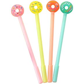 4 PCS Korean Cute cartoon donut small fresh gel pen Candy color 0.38mm black pen