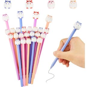 20 Pieces Cartoon Hamster Pens Kawaii Animal Hamster Black Gel Ink Pens Fun Animal Novelty Pens for Student Kids Gifts Home School Office Suppliess