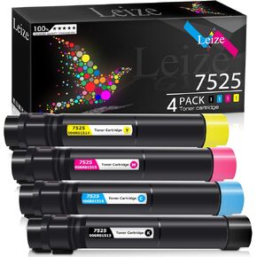 Leize Compatible 7525 Toner Cartridge use for Xerox WorkCentre 7525 7830 7845 7855 7835 7556 7535 7530 7545 Printer Replacement for WorkCentre 006R01513 006R01514 006R01515 006R01516 [KCMY-4PACK]