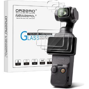 Orzero (3 Sets 6 Packs) Compatible for DJI Osmo Pocket 3 Camera, Tempered Glass Camera Protectors + Display Screen Protectors 9H High Definition Clear Anti-Scratch Bubble-Free