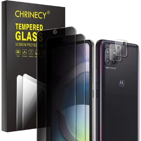 [4 Pack] 2 Pack Privacy Screen Protector for Motorola Moto One 5G ACE/One 5G UW ACE with 2 Pack Camera Lens Protector, 9H Hardness, Anti Spy Anti Peeping