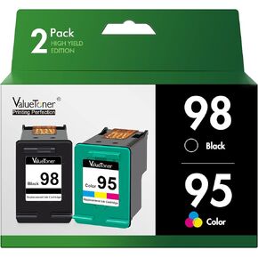 Valuetoner Remanufactured Ink Cartridge Replacement for HP 98 C9364WN & 95 C8766WN for Officejet 150 100 6310, PhotoSmart 8050 C4180 C4150, Deskjet 460 5940 Printer (1 Black, 1 Tri-Color, 2 Pack)