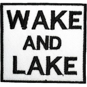 White Wake and Lake Patches Iron On Patches for Backpacks, 2.3 x 2.1 x 0.1 in