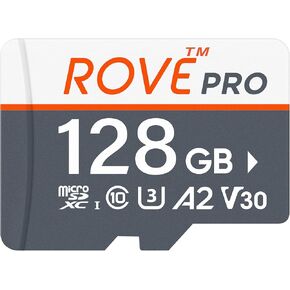 ROVE PRO Micro SD Card microSDXC 128GB Memory Card with Full-Size SD Adapter 100MB/s Read Speed, C10, U3, V30, 4K, A2 for Dash Cam, Android Smart Phones, Tablets, Games
