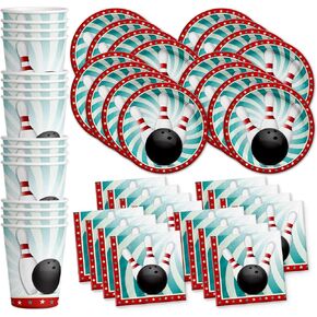 Bowling Fun Birthday Party Supplies Set Plates Napkins Cups Tableware Kit for 16