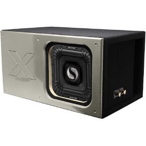 Atrend 12" Kicker Solo X Subwoofer Enclosure - USA Made Premium 1" MDF Construction - Custom Face Plate with Carbon Fiber Pattern - Bracings for Stability - Heavy Duty - Black