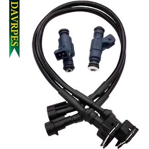 2Pcs 0280156208 Fuel Injector with Pigtail Harness 1202863 1253558 Polaris Ranger RZR Sportsman 700 800 Metal and Composite Plastic Injectors Smoother Idle Speed Throttle Response 25 inches