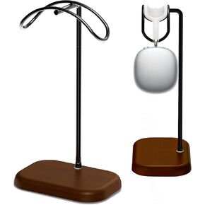 JE Make IT Simple Headphone Stand Wood for Desk- Walnut Wood Headphone stand Aluminum Headset Holder, Universal Headphone Holder for Most Music Gaming Headsets - Black Walnut