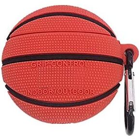 Silicone Case for Airpods 2 &1, Cute Cool Basketball Football Soccer Soft Cover with Anti-Lost Keychain (Basketball Case)