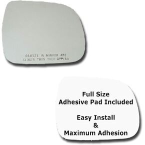 Mirror Glass + Full Size Adhesive Pad for 2010-2013 Toyota 4Runner Passenger Side Replacement (2010 2011 2012 2013 10 11 12 13)