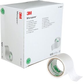 شريط جراحي 3M™ Micropore™، 1530S-1، لفافة للاستخدام الفردي لمريض واحد، 1 بوصة × 1 1/2 ياردة (2,5 سم × 1,37 م)، 100 لفة/صندوق