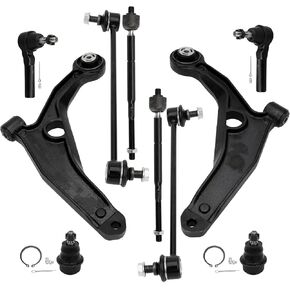BRTEC 10Pcs-2 Front Lower Ball Joints 2 Front Lower Control Arms 2 Front Stabilizer Sway Bar End Links 4 Front/Inner Outer Tie Rod Ends for 2007-2010 for Chrysler Sebring 2008-2014 for Dodge Avenger
