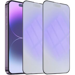 2-Pack Anti-Blue Light Matte Screen Protector for iPhone 14 Pro Max, Anti-Glare Blue Light Blocking Eye Protection Tempered Glass Film 6.7", Smooth Feel & Sensitive Touch, Full Coverage