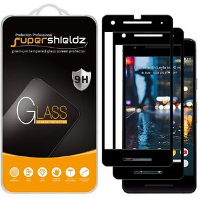 Supershieldz (2 Pack) Designed for Google (Pixel 2) Tempered Glass Screen Protector, (Full Screen Coverage) 0.33mm, Anti Scratch, Bubble Free (Black)