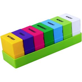 GLEAVI 7 28 Storage Box Pill Plastic Box Pill Holder Pill Containers Pill Box Drawer Green Medicine Organizer Pill Case Pill Organizer Weekly Pill Box
