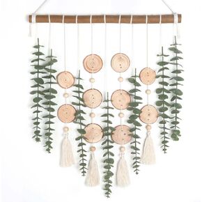 Artificial Eucalyptus Plant Wall Decor Fake Greenery Leaves Stems Wall Hanging Faux Plants on 16.5 inch Wood Stick Boho Rustic Farmhouse Decor for Bathroom Bedroom Dining Room Indoor Home