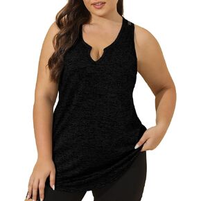 FOREYOND Plus Size Workout Tank Tops for Women V Neck Sleeveless Yoga Gym Tops