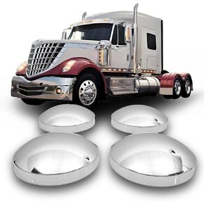 Semi Truck Hub Covers 4 pcs 8 Inch Chrome Dome Style Hub Caps Front Rear Axle Cap Wheel Covers Set for 8" Semi Truck Hub Covers for Kenworth Peterbilt Freightliner Baby Moon Hubcaps