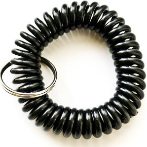 100PCS Black Color Soft Spring Spiral Coil Elastic Wrist Band Key Ring Chain