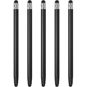 MECCANIXITY 5pcs Stylus Pens for Touch Screens Dual Rubber Tips Capacitive Stylus Universal Tablet Pen Sensitivity Precision, Black