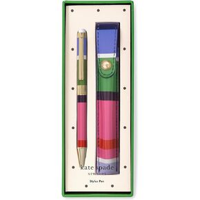 Kate Spade New York Stylus Pen for Touch Screens, Metal Ballpoint Pen with Black Ink and Storage Pouch (Sunny Day Stripe)