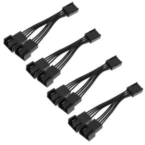 The Lord of the Tools 4PCS 1 to 2 Way 4 Pin PWM Fan Splitter Cable 12V Computer PC Case Fan Converter Cable 5cm Cable Length Computer Accessories Black