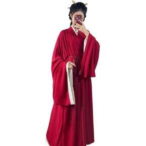 Women's Chinese Traditional Ancient Han Dynasty Hanfu Costume with Belt Halloween Party Long Robe Outfit