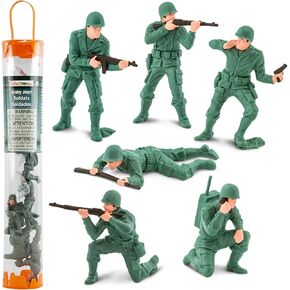 Safari Ltd. Army Men Designer TOOB - 6 Figurines: Prone, Kneeling, Standing Infantry, Staff Sergeant, Commander, Radio Operator - Educational Toy Figures For Boys, Girls & Kids Ages 3+