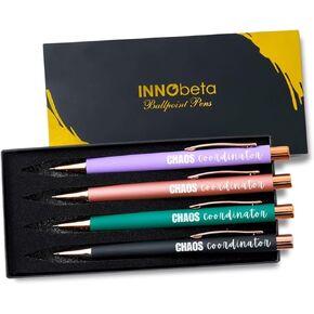 هدايا منسق InnoBeta Chaos، مجموعة أقلام حبر جاف مكونة من 4 أقلام ملهمة مضحكة، هدايا شكر للمكتب للعاملين الاجتماعيين والمديرين والسيدة الرئيسة وزملاء العمل والمدير والمعلم والمدير والممرضة