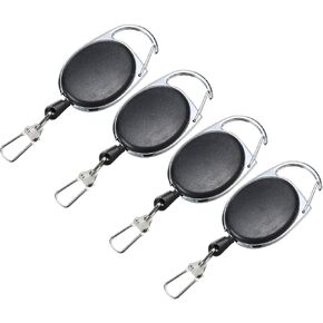 PATIKIL Fly Fishing Retractor, 4 Pack Fly Fishing Anglers Combo Tool Fishing Gear for Nippers Fly Float Belt Loops, Black