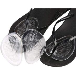2 Pairs Self-Adhesive Transparent Gel Thong Sandals Forefoot Pad Toe Protectors Antislip Shoes Grip Pads Sandals Flip-Flop Inserts Forefoot Cushions Pad Massage Insoles