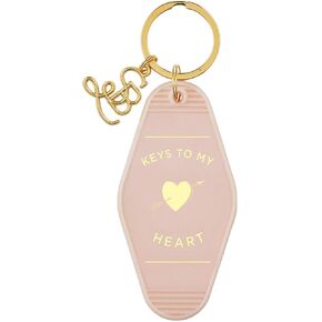 Santa Barbara Design Studio Keychain Lili + Delilah Small Gifts Vintage Motel Key Tag Key Ring, 3.5" Long, Keys To My Heart (Pink)