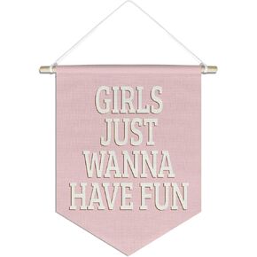 Pink-Preppy-Canvas-Hanging-Pennant Wall Flag,Girl Nursery Room Decor,Room Decor Groovy Aesthetic for Girlsroom Bedroom Home Nursery,inspiration Pennants Banners