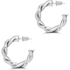 Twisted Gold Hoop Earrings, Lightweight Hollow Thick Hoop Earrings for Women 30mm/40mm