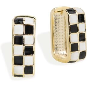 Sonateomber Checkered Hoop Earrings for Women, Trendy Enamel Huggies Earing Prom Jewelry Gift