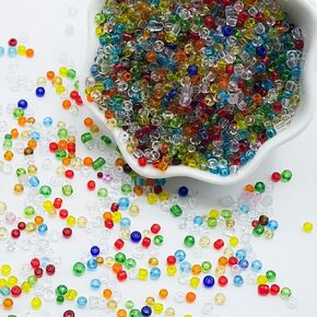 Coffee Glass Seed Beads, 8/0 Small Craft Beads Pony Beads Bulk for Bracelets, 5000 Pcs Loose Seed Beads Transparent Seed Beads 3mm for DIY Necklace Ring Waist Chain